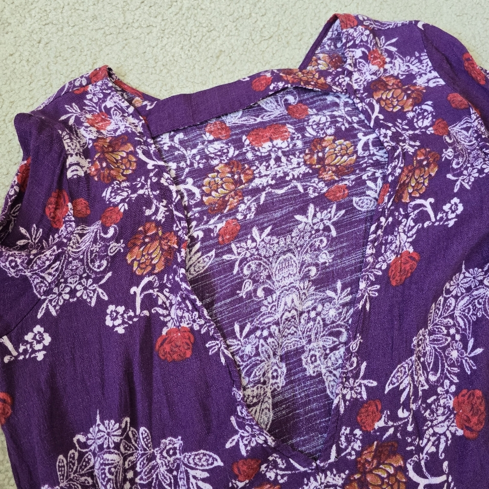 Free People Smooth Talker Plumberry Combo Printed Tunic Size Large - Picture 10 of 10
